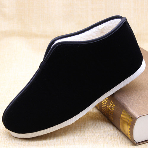 大码手工羊绒男棉鞋38-50码老北京布鞋千层底缝制男鞋冬季保暖鞋 - 图0