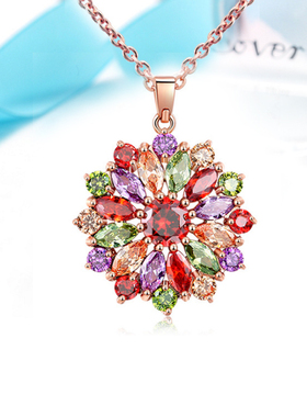 水晶花朵戒指女韩国彩色锆石森系