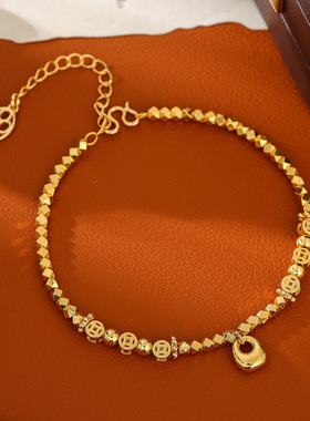 直播爆款真金电镀金坨坨小胖福手链原版品质复古小众设计高级感女