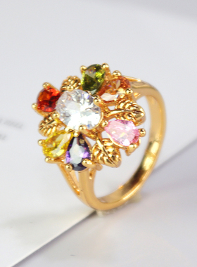 水晶戒指女日韩国百搭锆石闺蜜