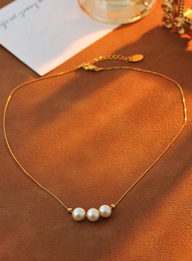 珍珠吊坠项链ins小众设计高级感简约百搭锁骨链女批发代发