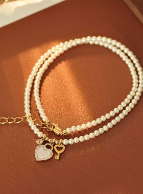 珍珠项链法式复古感轻奢锁骨链时尚百搭气质高级感新款批发代发