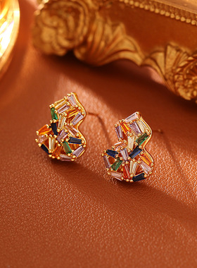 爆款彩色锆石葫芦福禄项链中国风福禄节日喜庆纳福毛衣链高端耳钉