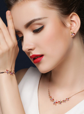 韩国生如夏花七彩色短款气质锆石