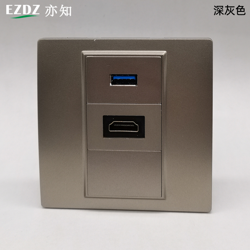 深灰色HDMI高清面板直插直头弯头数据线延长数字电视86型USB3.0 - 图0