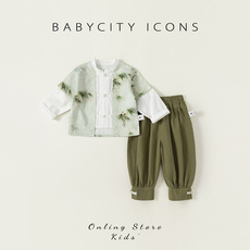 Китайский традиционный наряд для детей 男童汉服男宝宝拜年衣服儿童新中式唐装周岁生日礼服国风童装套装