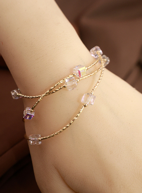 奥地利水晶手链彩色方糖手串首饰
