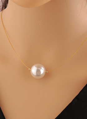 优贝朵人鱼姬单颗仿珍珠锁骨颈链