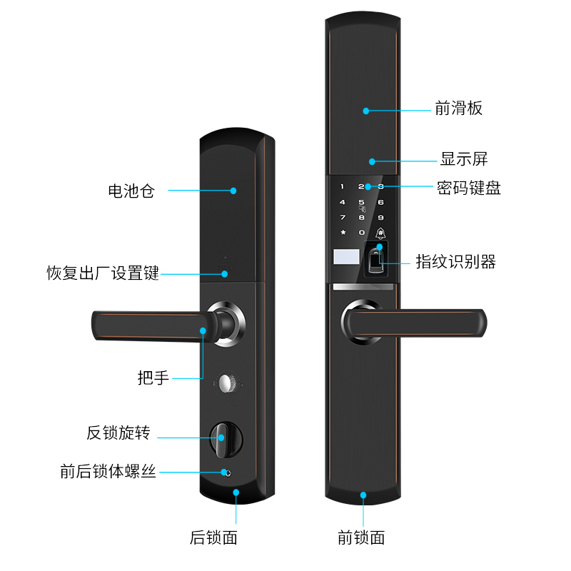 。家用防盗门密码锁电子锁全自动滑盖磁卡远程智能锁