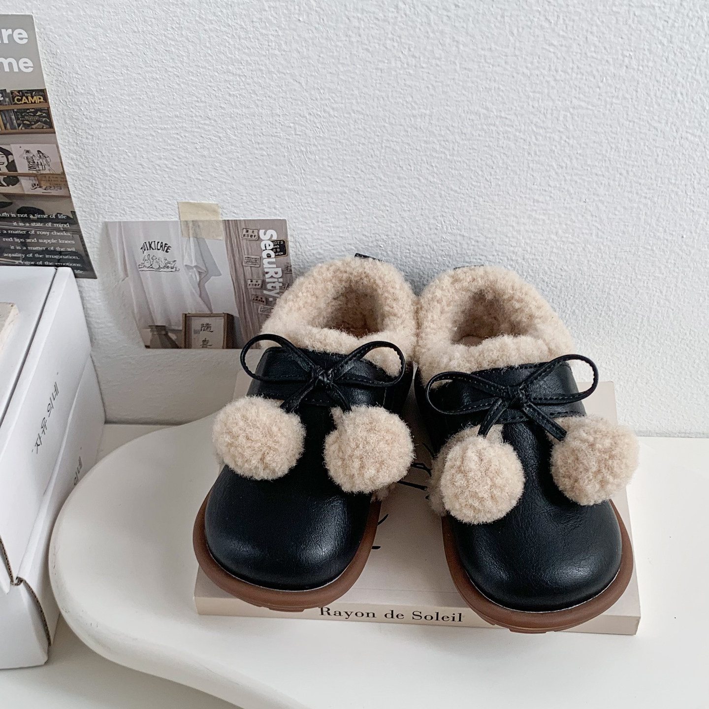 慕葵家棉鞋真皮女童毛毛鞋软底加绒儿童勃肯鞋韩版洋气宝宝豆豆鞋,淘宝优惠券,粉丝福利购,淘宝优惠卷