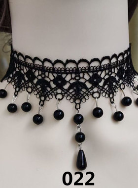 黑色锁骨链假领脖颈链花边颈带珍珠围脖甲状腺项链遮疤蕾丝颈圈女