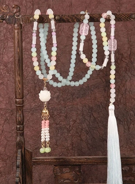 新中式珍珠璎珞长款流苏项链