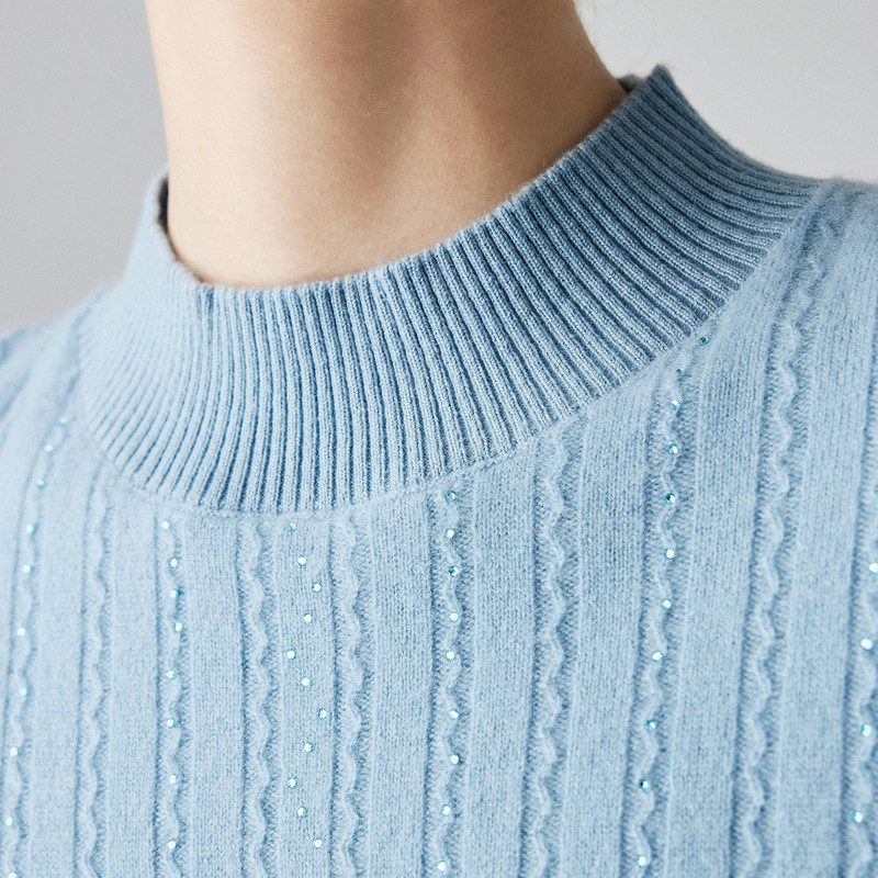 帕罗25秋冬新款半高领纯羊绒女士提花保暖针织内搭百搭打底衫毛衣,淘宝优惠券,粉丝福利购,淘宝优惠卷