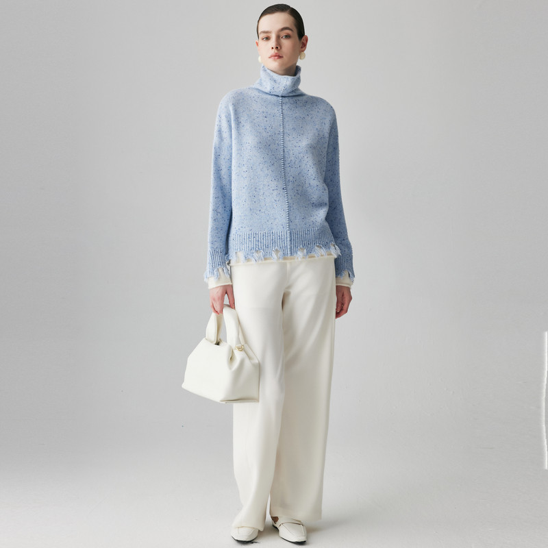 【彩点碰撞】帕罗2025秋冬新款针织100%全山羊绒衫女高领保暖毛衣,淘宝优惠券,粉丝福利购,淘宝优惠卷