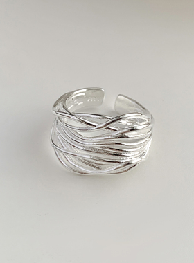 时尚个性线条戒指女小众设计开口戒指可调节食指指环2025新款爆款