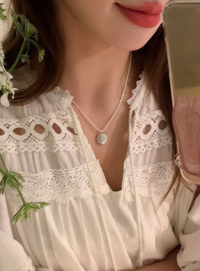 饰尚e族波光粼粼珍珠吊坠项链女简约冷淡风精致锁骨链小众