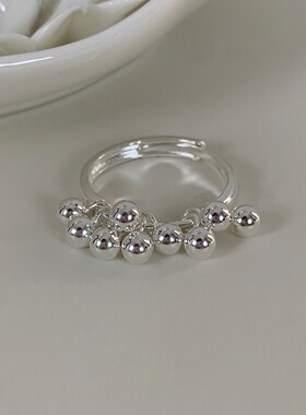 饰尚e族小众设计葡萄串圆球戒指女简约高冷质感时尚个性S925镀银