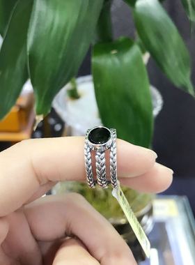 饰尚e族欧美链条三排开口戒指女活口戒指黑色复古做旧个性