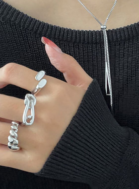 饰尚e族日韩几何不规则戒指女简约时尚气质可颂牛角包开口