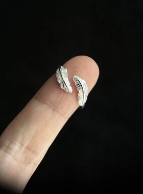 甜美简约羽毛戒指女ins风小众设计感个性开口指环小清新食指戒潮