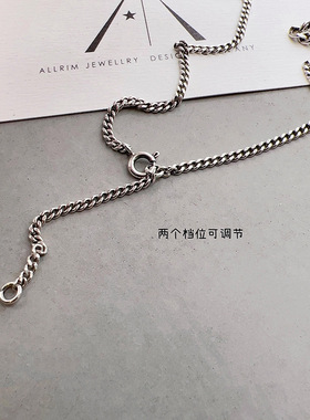 饰尚e族几何方形黑色锆石吊坠项链女复古时尚感恶性嘻哈锁