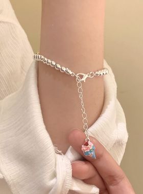 饰尚e族夏日冰激凌吊坠手链女小众设计油画花朵甜美手环彩