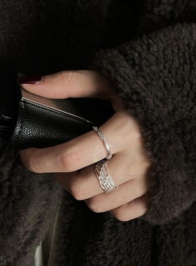 饰尚e族波光闪闪戒指女精致甜酷叠戴几何线条麻花开口指环ins风食