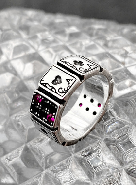 饰尚e族s扑克牌锆石复古戒指女夸张小众设计精致时尚个性开