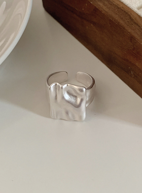 原创设计 褶皱戒指女小众设计 磨砂戒子开口可调节指环轻奢高级感