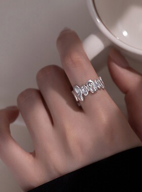 圆片开口戒指女几何不规则小众开口指环ins小众设计食指戒