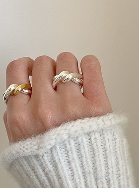 饰尚e族简约波浪戒指女几何线条不规则扭曲叠戴开口指环ins风网红