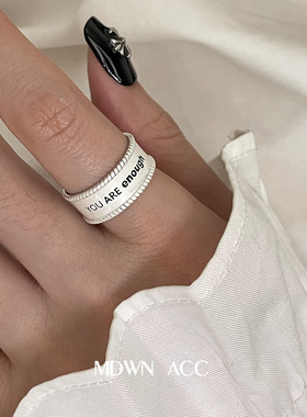 饰尚e族黑色锆石爱心戒指女时尚简约气质开口指环ins文艺食