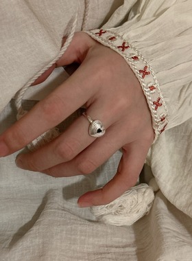 饰尚e族甜美爱心戒指女简约条纹年轮个性开口指环叠戴百搭