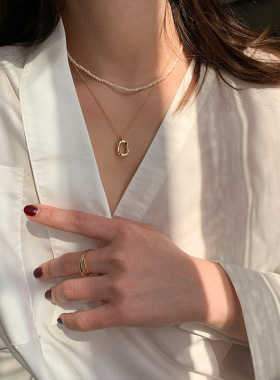 椭圆甜甜圈项链复古简约锁骨链韩国东大门做旧地摊潮饰品