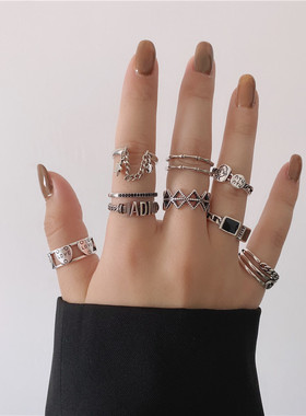 韩版戒指重工爱心开口指环复古女