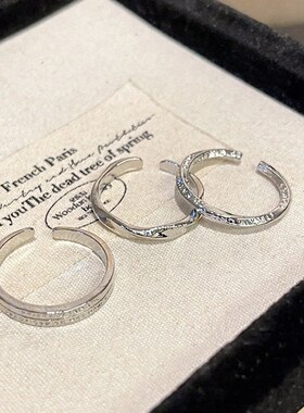 日韩百搭叠戴字母戒指女几何莫比乌斯简约开口指环ins风食指戒潮