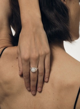 饰尚e族圆形白色锆石戒指女微镶精致时尚轻奢开口指环ins风网红食