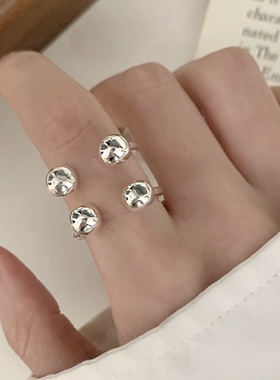 时尚个性圆球戒指女轻奢高级感嘻哈开口戒指可调节指环小众设计
