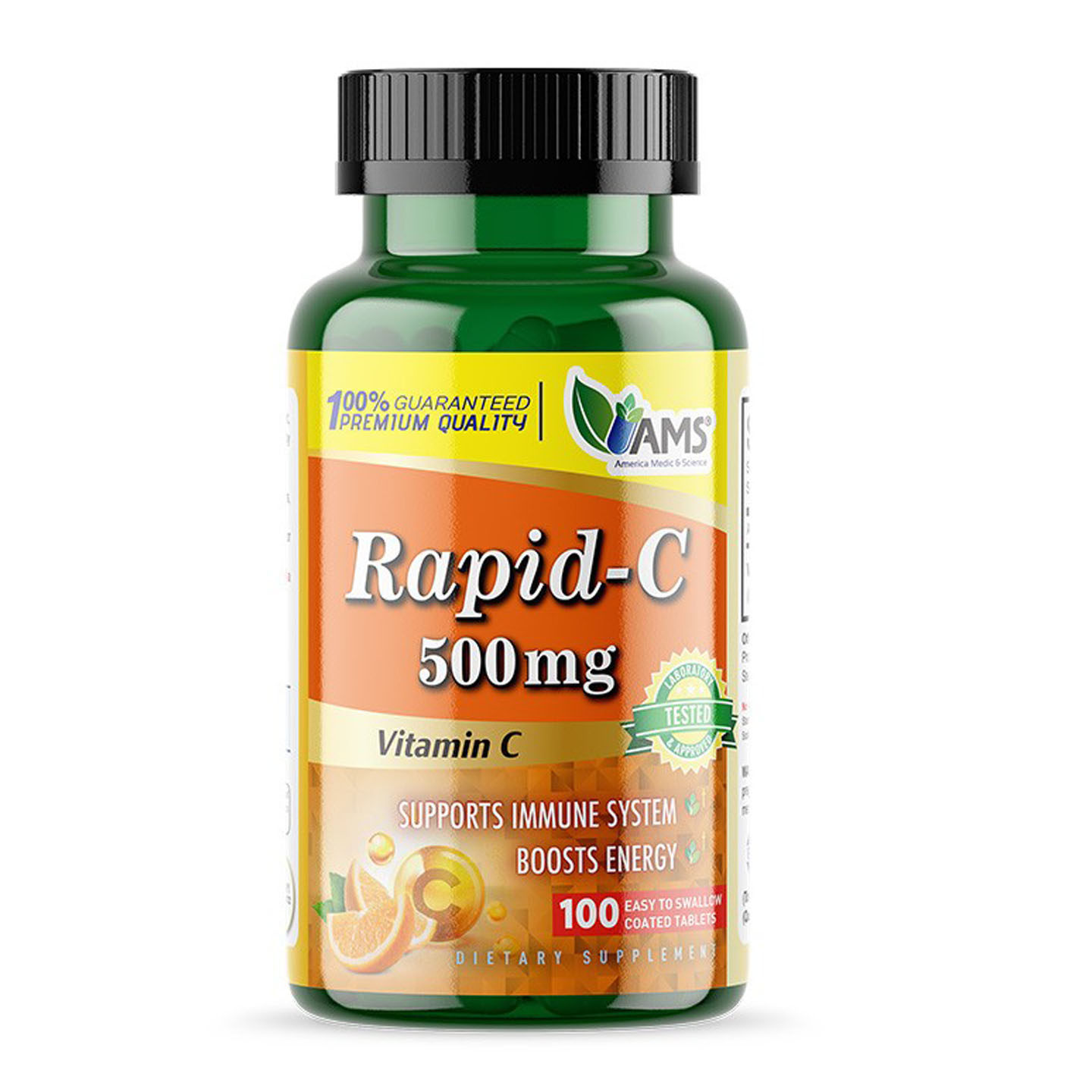 现货美国AMS Rapid-C维C快速吸收片日常免疫维生素C500mg100粒