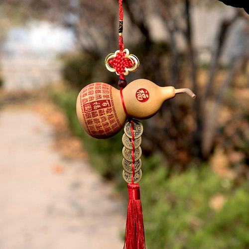 天然小葫芦挂件酒葫芦开口雕刻家居百福百寿大胡芦摆件装酒镇家宅 - 图1