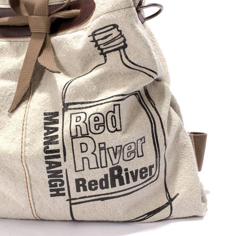 韩版文艺范双肩包棉麻女士背包帆布包休闲旅行包褶皱涂鸦学生书包,淘宝优惠券,粉丝福利购,淘宝优惠卷