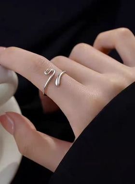 925银设计感戒指小蛇尾戒可调节精致简约高级感冷淡风指环ins潮
