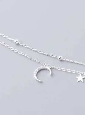 小众ins双层星月手链925纯银轻奢