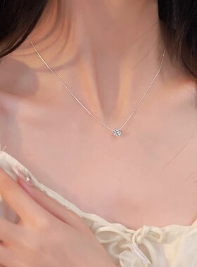 925纯银锆石蛇骨项链女2025新款轻奢小众高级感简约锁骨链