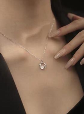 925纯银玫瑰花环吊坠项链女锁骨链气质轻奢高级感小众个性