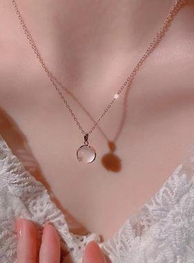 项链白玉髓十字链女925银