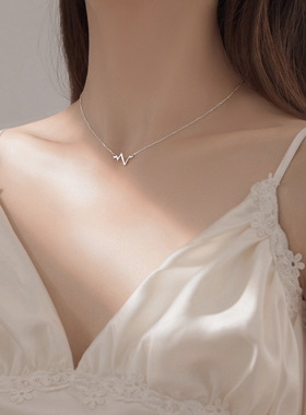 925纯银心跳项链简约甜美锁骨链小众设计感ins轻奢气质女
