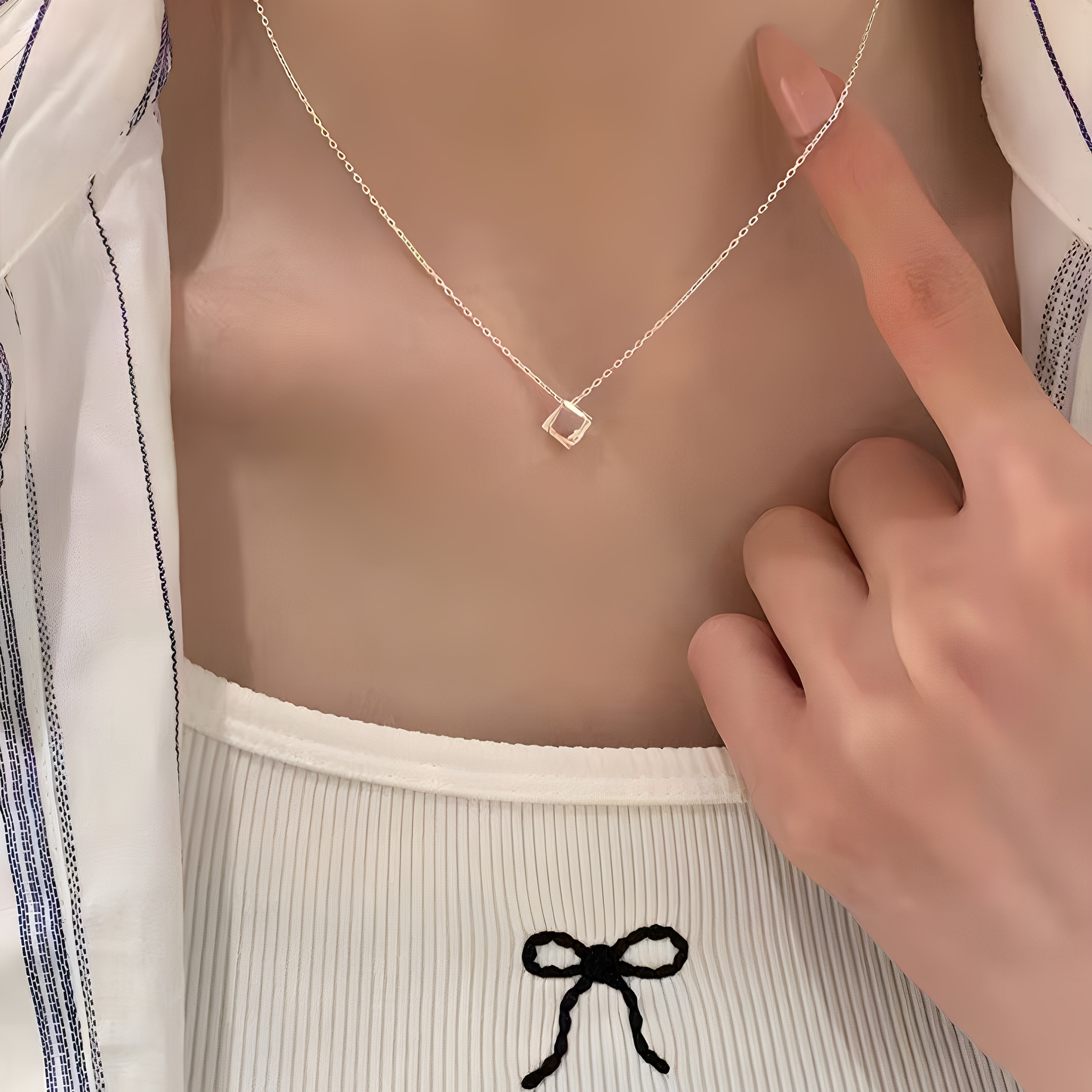 s925纯银方块几何项链日常百搭锁骨链新款夏日配裙子配饰精致银饰,淘宝优惠券,粉丝福利购,淘宝优惠卷