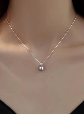 925纯银珍珠项链轻奢颈链女2024年新款小众高级感锁骨链