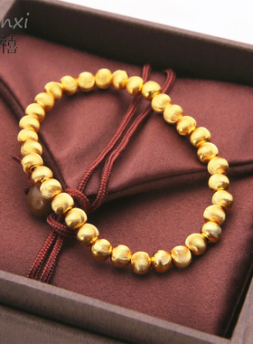 猫眼手串金色拉丝圆珠手链